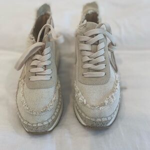 rag & bone Cream Frayed Sneakers